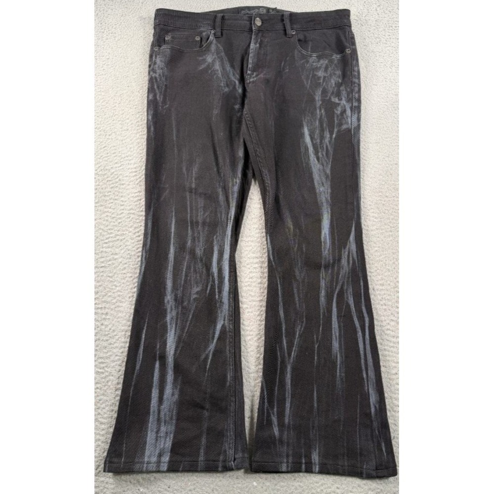 Wornstar Hellraiser VP Mens 36x29 Black Bleach Wash Flare Bootcut Goth Jeans
